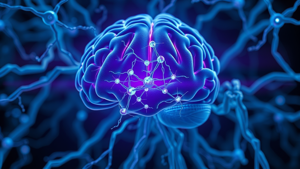 3D visualization of complex neural pathways, highlighting brain activity associated with mechanisms of mindfulness and self awareness