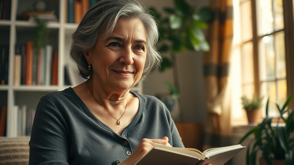 Thoughtful woman journaling about confidence building in a cozy home environment