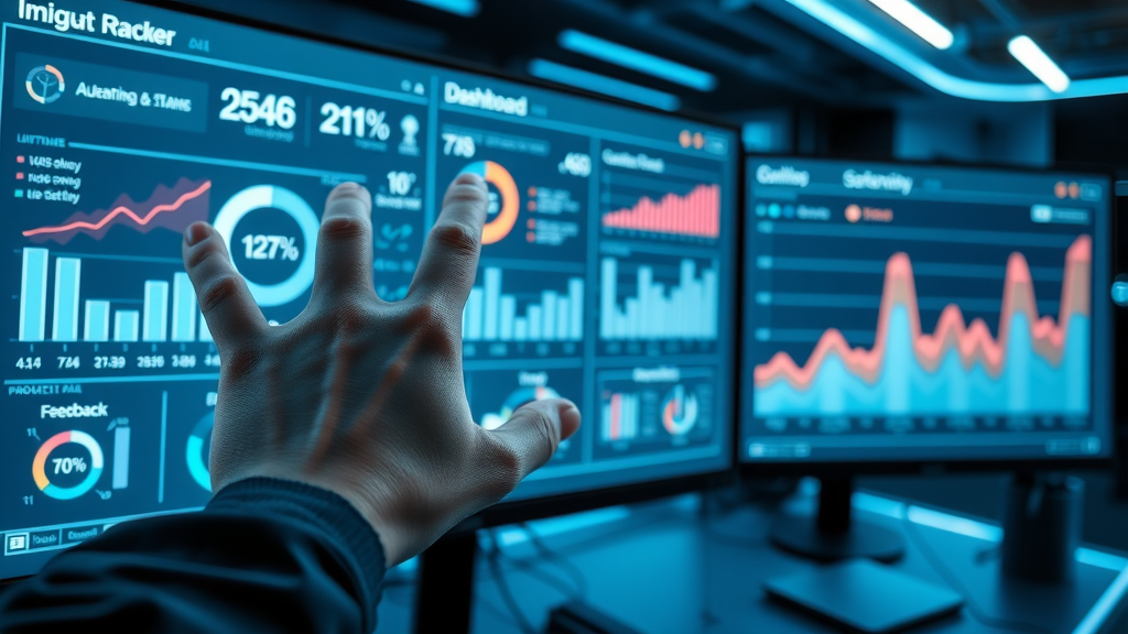 dashboard view of a sophisticated goal tracking tool interface, with dynamic progress charts and real-time notifications