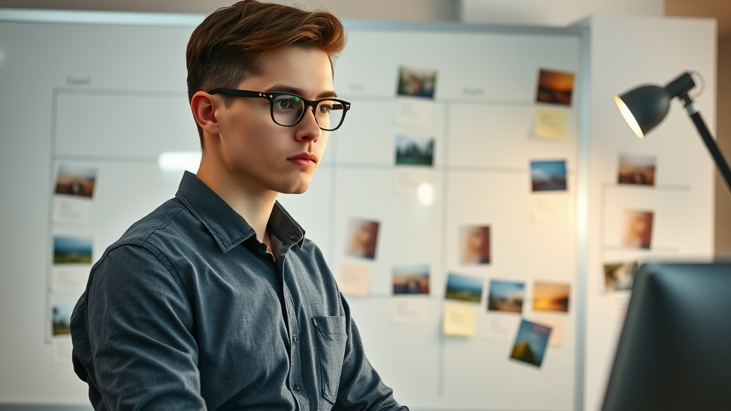 Professional clarifying vision and priorities on a whiteboard using goal setting strategies